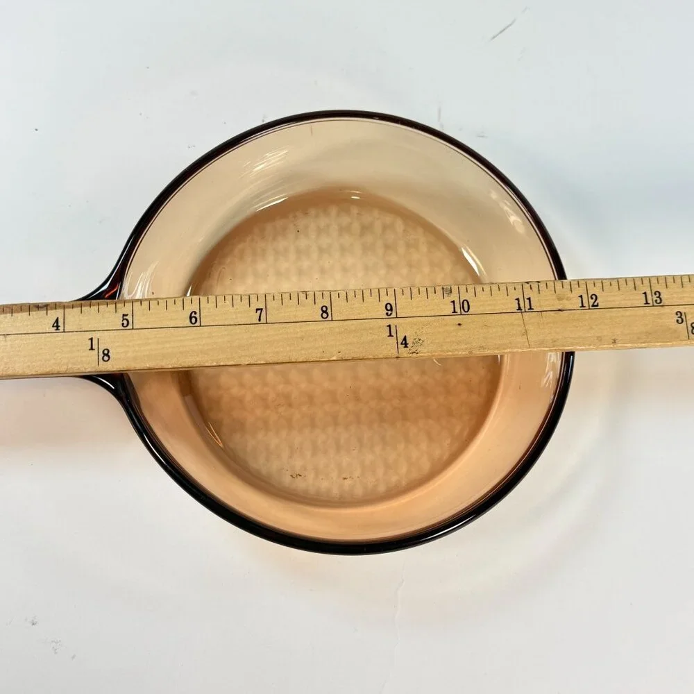 Vintage Vision Corning Ware 7” Skillet Frying Pan Amber Waffle Bottom NO Lid